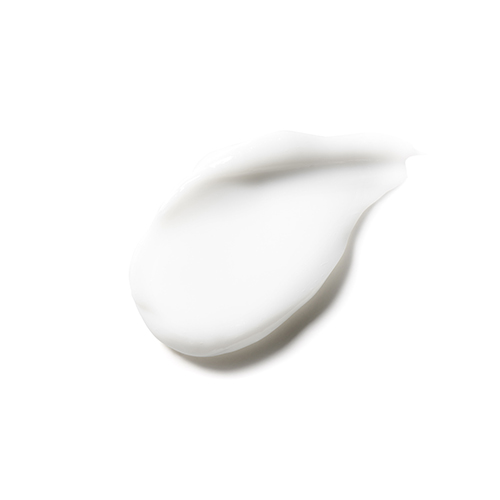 Een veeg witte crème getoond tegen een witte achtergrond die de romige textuur van het HydroPeptide Lumifirm product laat zien