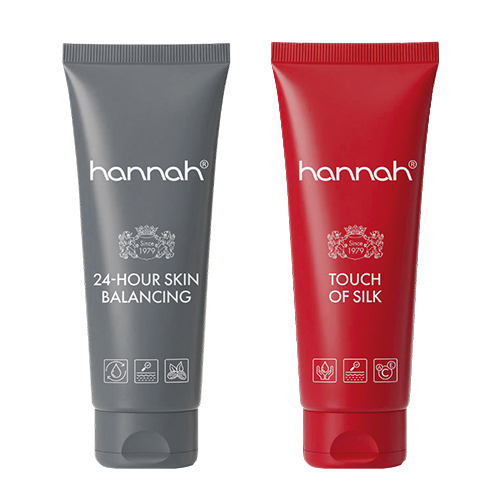 Combinatie van hannah 24-hour Skin Care en hannah Silk Perfection voor hydratatie en een matte teint.