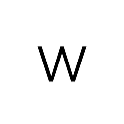 De hoofdletter W in een strak, zwart lettertype tegen een transparante achtergrond.