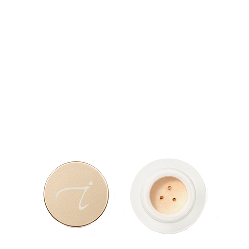 Jane Iredale Gold Dust Shimmer Powder geopende pot met gouden dop en losse minerale glanspoeder