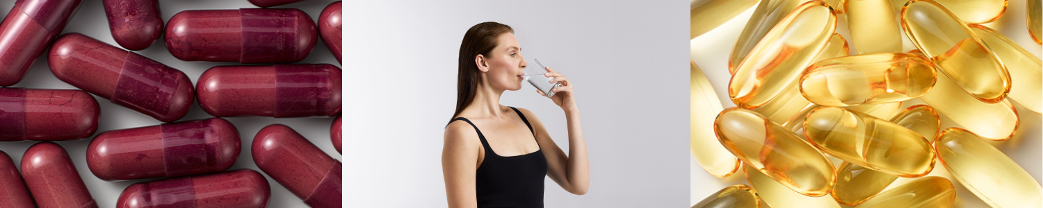 Advanced-Nutrition-Programme-model-drinkt-supplementen-rood-geel