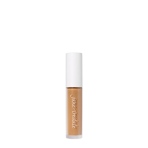 Een gesloten, transparante flacon van Jane Iredale PureMatch Liquid Concealer in de kleur 11N Dark op een witte achtergrond. De huls heeft een witte dop en toont de donkere, neutrale concealertint met het merklogo.