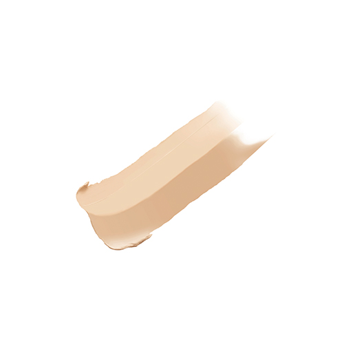 Een romige veeg concealer op een witte achtergrond. De textuur laat twee kleuren van de Jane Iredale Circle Delete Concealer Yellow naast elkaar zien: een lichte geel-beige tint en een iets donkerdere warm-beige tint