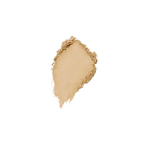 Kleurstaal en poedertextuur van de Jane Iredale Amazing Base Loose Mineral Powder in de tint Radiant op een strakke witte achtergrond.