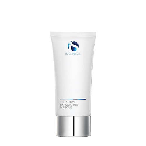 Witte flacon met pompje van iS Clinical Tri-Active Exfoliating Masque exfoliërend gezichtsmasker 120g