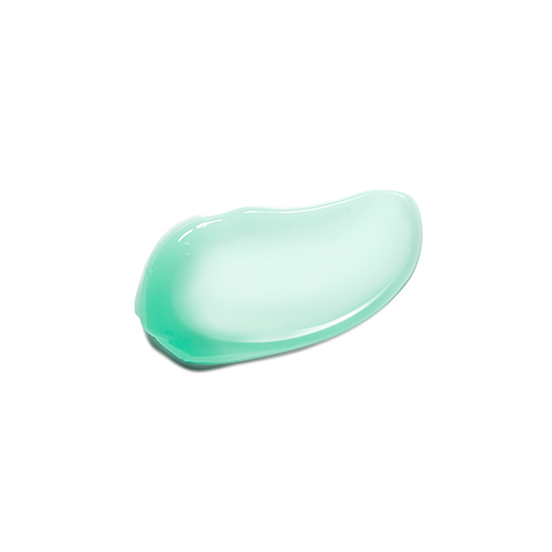 Een smeuïge, lichtgroene transparante gel-textuur van The Cryo-Gel op een witte achtergrond.