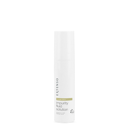 Fles Extenso Impurity Fluid Solution met dop tegen een witte achtergrond.
