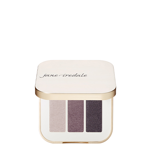 Jane Iredale Triple Sundown geopende oogschaduwcompact met drie warme aardetinten en spiegeldeksel