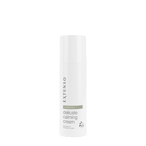 Witte flacon Extenso Delicate Calming Cream (75ml) tegen een witte achtergrond.