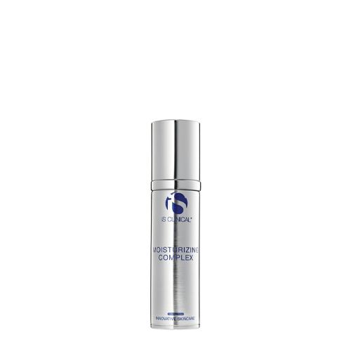 Grijze flacon met pompje van iS Clinical Moisturizing Complex hydraterende gezichtscrème 50ml