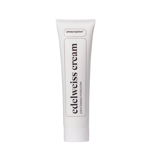 Witte tube Prescription edelweiss cream dagcreme tegen een witte achtergrond