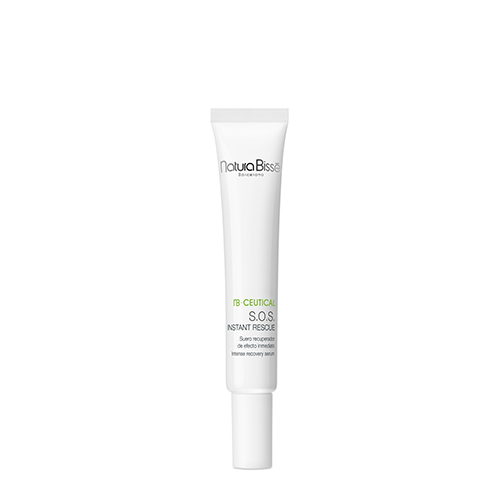 Een witte tube Natura Bissé NB Ceutical S.O.S. Instant Rescue intens herstel serum van 30 ml tegen een witte achtergrond.