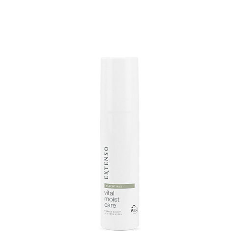 Een fles Extenso vital moist care van 50ml op een witte achtergrond