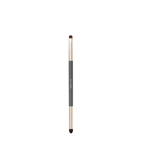 Jane Iredale Smudge Eye Brush met een grijze steel en dubbelzijdige borstelkoppen voor het smudgen van oogschaduw.