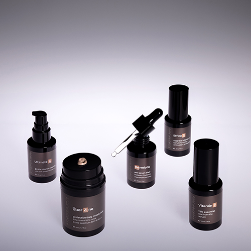 Vijf losse huidverzorgingsproducten van Synergie Skin Cult Classics waaronder serums en dagcrème