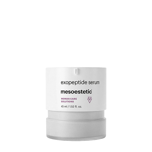 Verpakking van Mesoestetic exopeptide serum in fles van 45 milliliter tegen witte achtergrond