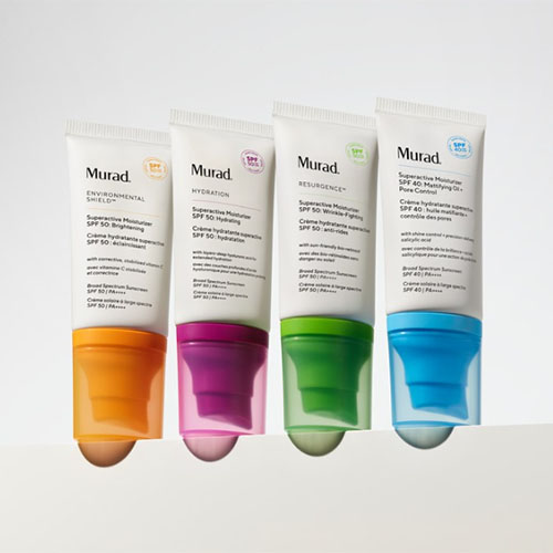 Detailweergave van de Murad Superactive Moisturizer SPF 40 tube met blauwe dop