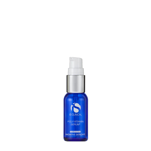 Blauw glazen flacon met pompje van iS Clinical Poly-Vitamin Serum 30ml