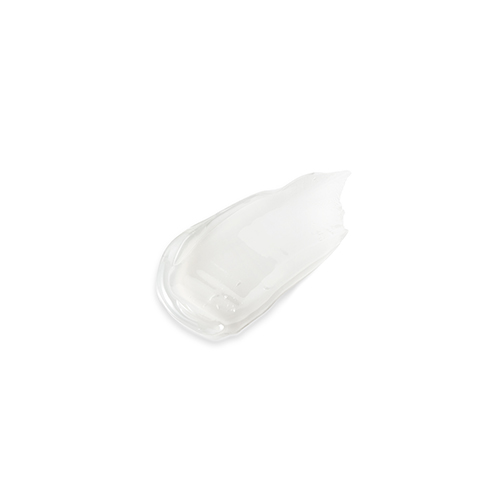 Een close-up van een glanzende, transparante klodder van de Rich Luxury Cleanse balsem op een witte ondergrond.