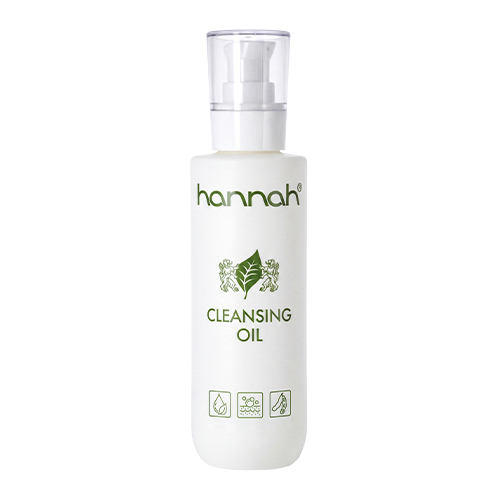 Witte fles hannah cleansing oil met groene accenten en een pompje van 200ml