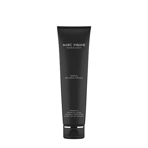 Een productafbeelding van een staande zwarte tube Marc Inbane Gradual Tanning Lotion van 125ml tegen een witte achtergrond