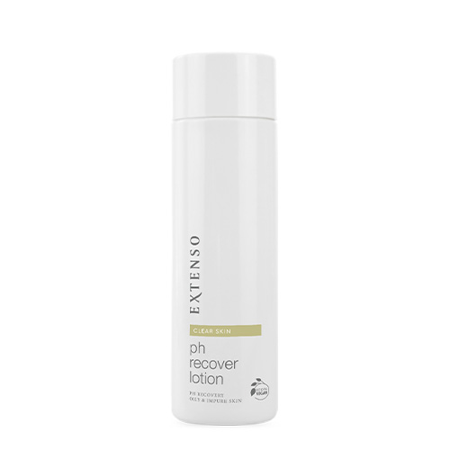 Witte flacon Extenso pH Recover Lotion (250ml) tegen een witte achtergrond.