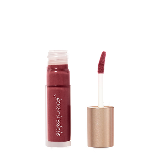 Geopende Jane Iredale Beyond Matte Lip Stain in de kleur Brazen met applicator.