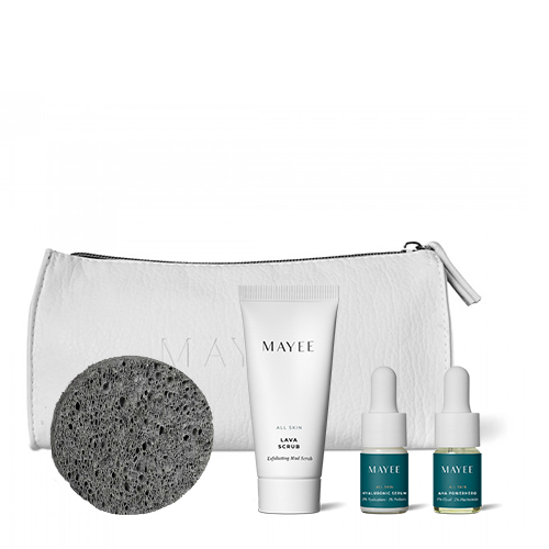Mayee Sample Set met Beauty Bag gratis-mayee-beauty-bag-en-gezichtsponsje-bij-je-unieke-mayee-sample-set