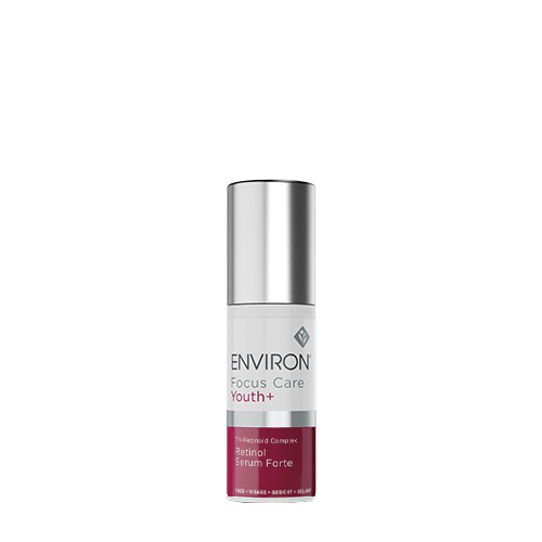 Productfoto van een flacon Environ Focus Care Youth+ Concentrated Retinol Serum Forte op een witte achtergrond.