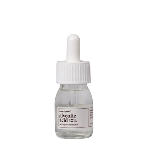 Klein glazen flesje Prescription glycolic acid serum met een witte pipetdop
