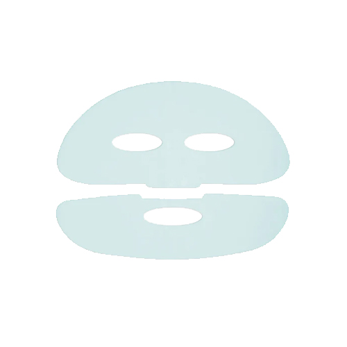 De inhoud van het HydroPeptide PolyPeptide Collagel Face Mask bestaande uit twee delen gezichtsmasker in lichtblauwe kleur