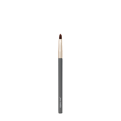 Jane Iredale Lip Brush met een grijze steel, goudkleurige huls en een kleine, taps toelopende borstelkop voor lippenstift.