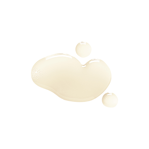 Enkele transparante, vloeibare druppels van de Hydrating Essence op een witte achtergrond.