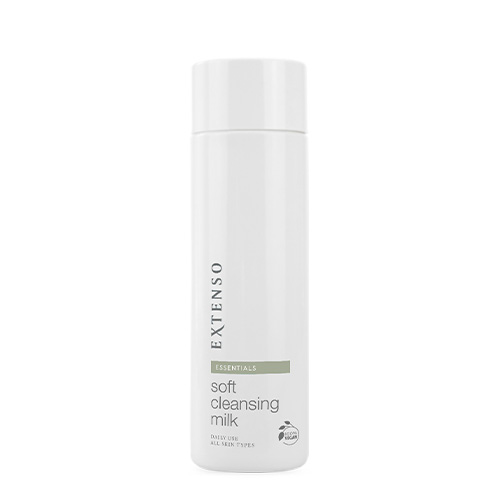 Fles Extenso soft cleansing milk van 250 ml op een witte achtergrond