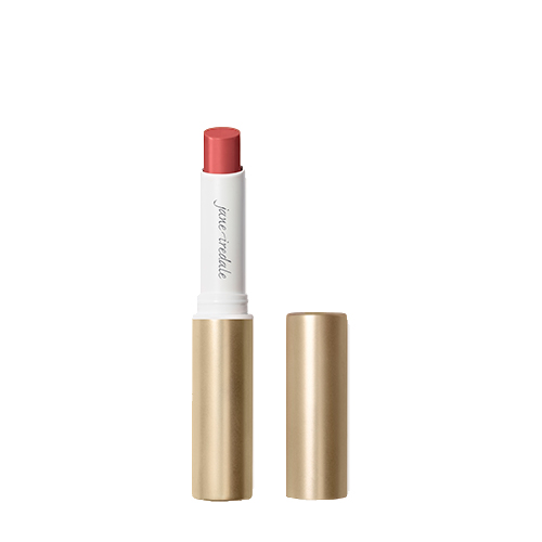 Jane Iredale Colorluxe Hydrating Cream Lipstick in de kleur Sorbet geopend met gouden huls.