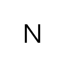 De hoofdletter N in een strak, zwart lettertype tegen een transparante achtergrond.