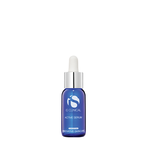 Blauw glazen pipetflesje van iS Clinical Active Serum 30ml