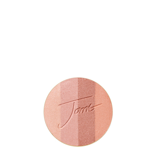 Jane Iredale PureBronze Shimmer Bronzer refill in de kleur Peaches and Cream, bestaande uit vier zachte banen in perzik- en roze glanskleuren.