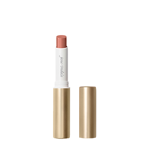 Jane Iredale Colorluxe Hydrating Cream Lipstick in de kleur Bellini geopend met gouden huls.