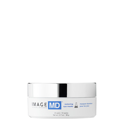 De luxe pot van de IMAGE MD Restoring Eye Masks met 22 paar hydrogel oogmaskers.