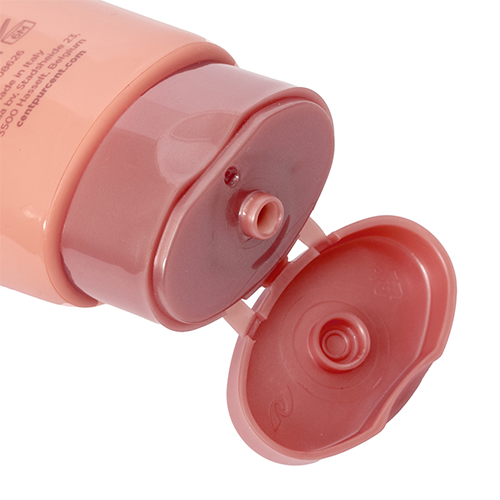 Close-up van de geopende dop van de Cent Pur Cent handlotion tube.