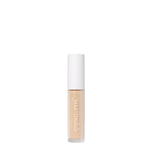 Een gesloten, transparante flacon van Jane Iredale PureMatch Liquid Concealer in de kleur 4N Light op een witte achtergrond. De huls heeft een witte dop en toont de lichte, neutrale concealertint met het merklogo.