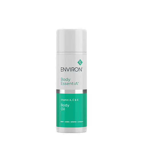 Productfoto van een 100ml flacon Environ Body Oil Vitamin A-C-E op een witte achtergrond.