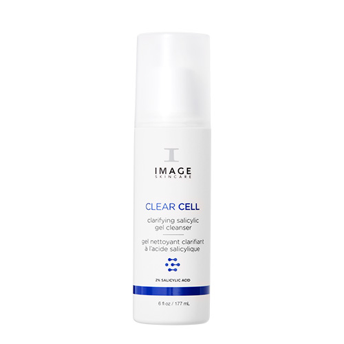 Witte flacon van de Image Skincare Clear Cell Clarifying Salicylic Gel Cleanser met 2% salicylzuur