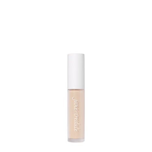 Een gesloten, transparante flacon van Jane Iredale PureMatch Liquid Concealer in de kleur 2N Fair op een witte achtergrond. De huls heeft een witte dop en toont de lichte, neutrale concealertint met het merklogo.