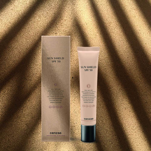 Helpt huidveroudering door de zon te voorkomen Cenzaa-Sun-Shield-SPF50-50ml-zonproduct