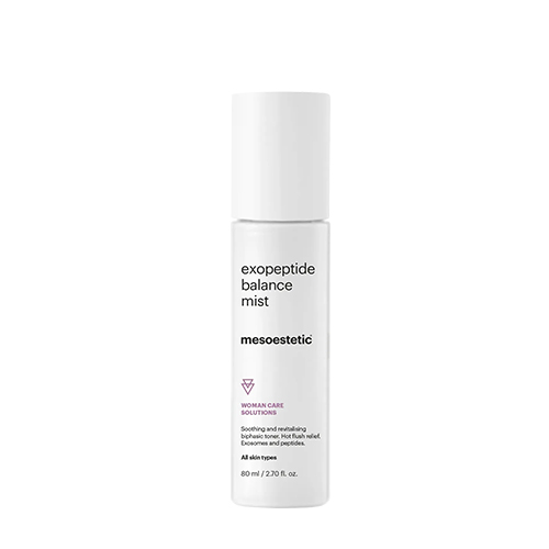 Een flacon van de mesoestetic exopeptide balance mist gezichtsspray van tachtig milliliter
