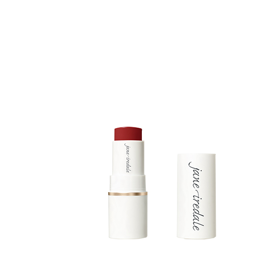 Jane iredale make-up stick met open dop op een witte achtergrond in de kleur ember