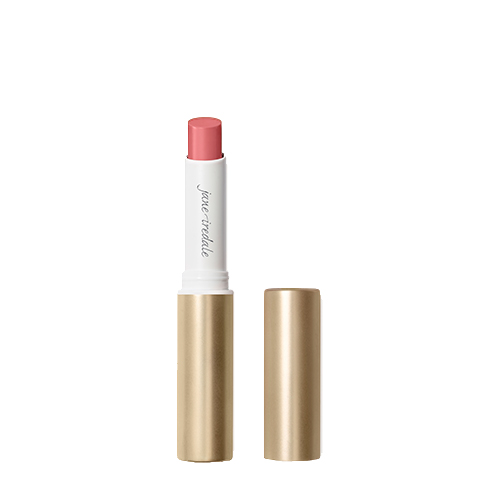 Jane Iredale Colorluxe Hydrating Cream Lipstick in de kleur Blush geopend met gouden huls.