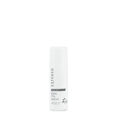 Verpakking van Extenso BHA 2 procent serum 30ml voor de onzuivere huid met een witte dop